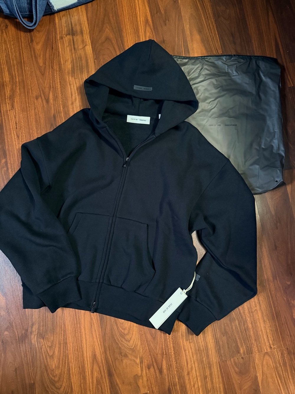 Essentials Black Zip-Up